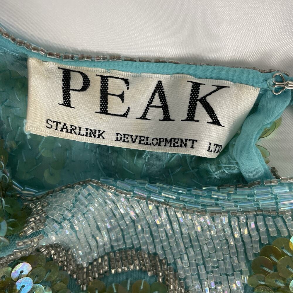 Peak Starlink Vintage Formal Dress Hand Beaded/Sequined Turquoise sz 14 2 piece - Picture 11 of 12